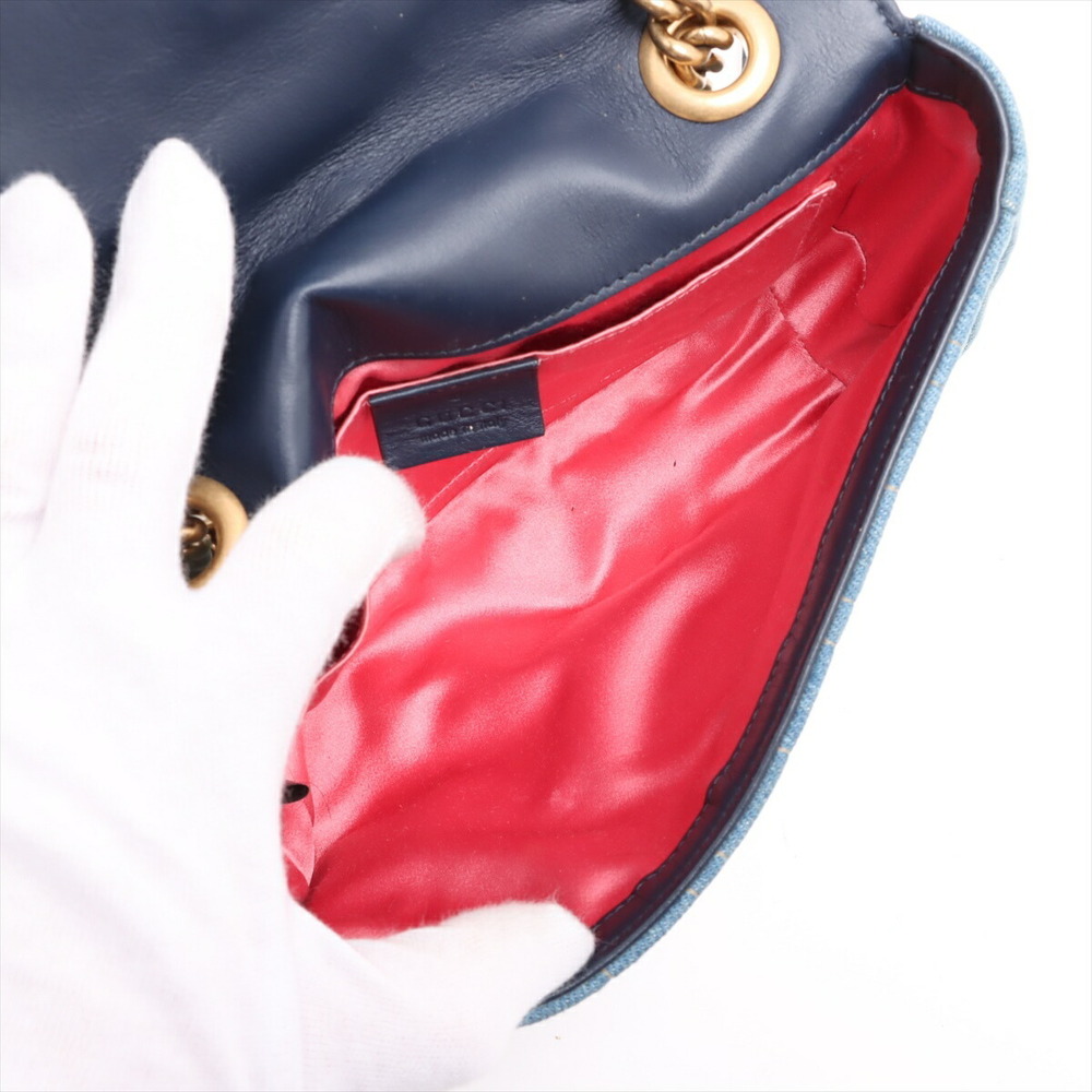 Gucci GG Marmont denim chain shoulder bag blue - Picture 6 of 8